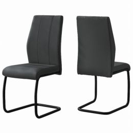 40.5" x 34.5" x 77.5" Grey Black Foam Metal Leather Look  Dining Chairs 2Pieces