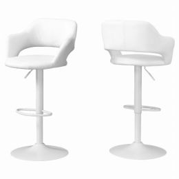 21" x 22.5" x 36" White Foam Metal Leather Look  Barstool